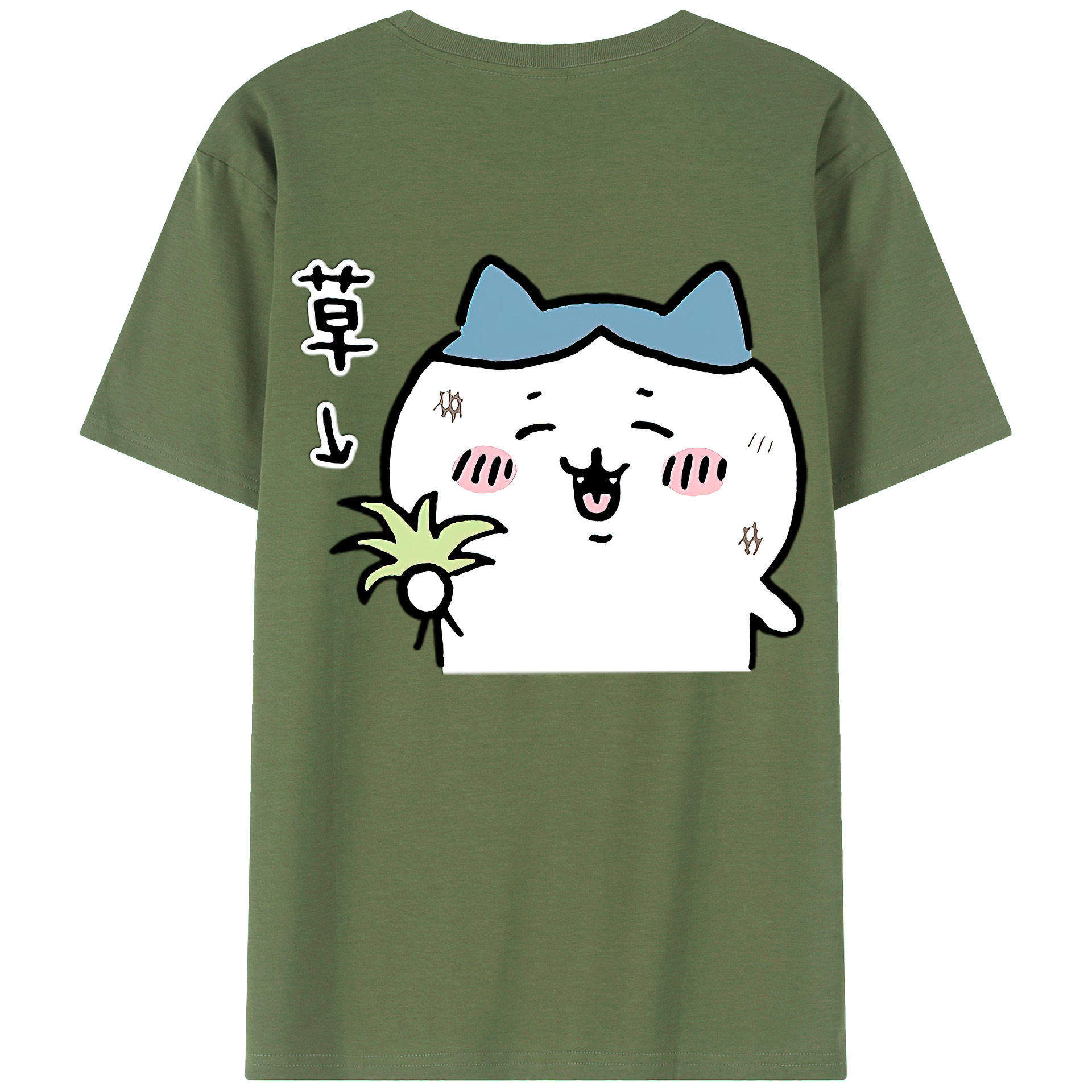 （画像用） ちいかわ ハチワレ Chii-kawa hachiware 綿100％ メンズ半袖Tシャツ（バックプリント） 通気性